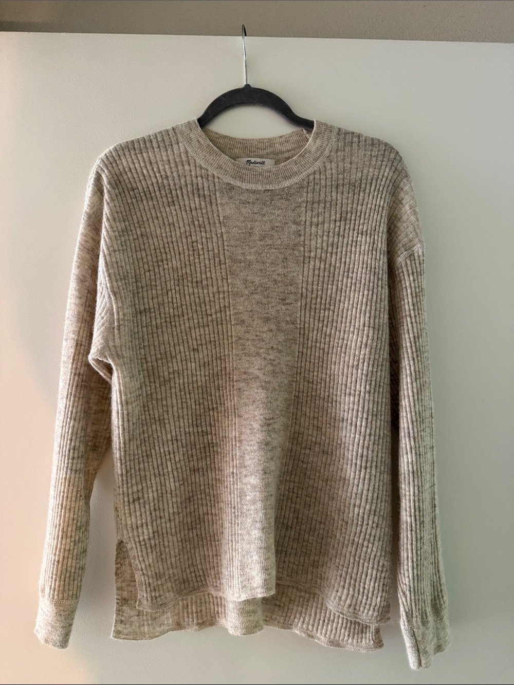 Madewell  Ribbed Crewneck Sweater - Light Beige Heather